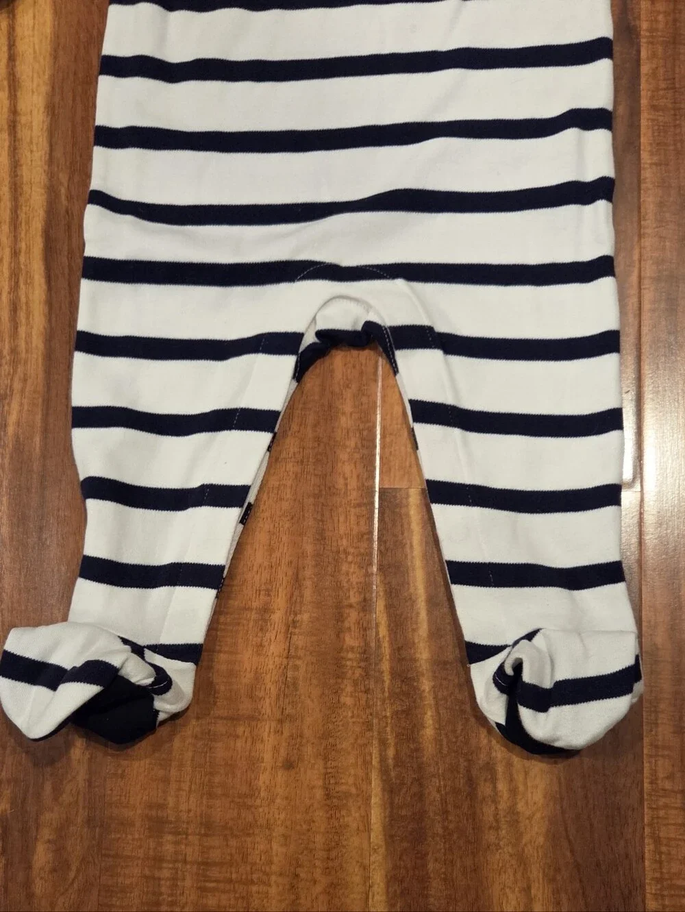 Janie and Jack NWT 6-12 Months White/Navy Striped Anchor Footie Romper
